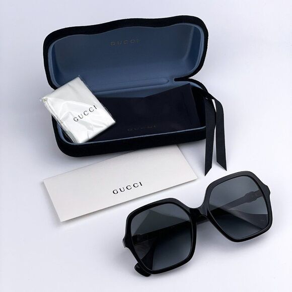 NEW GUCCI GG1072S 001 Black Gray Gradient Square Women Sunglasses - Picture 11 of 12